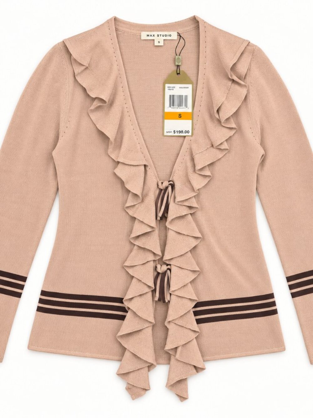 Max Studio NWT Silk Cotton Ruffle Cardigan Size S